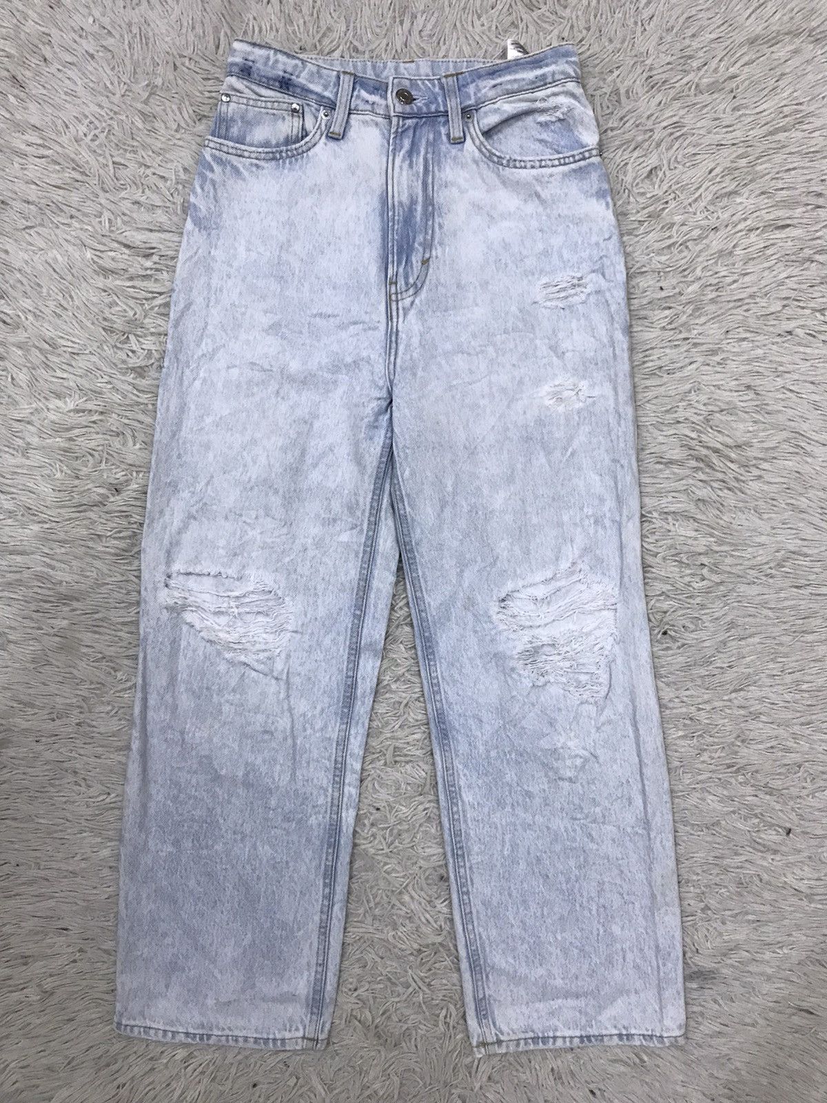H&M H&M Loose Straight Distressed Baggy Jeans Size 24" / US 00 / IT 34 - 1 Thumbnail