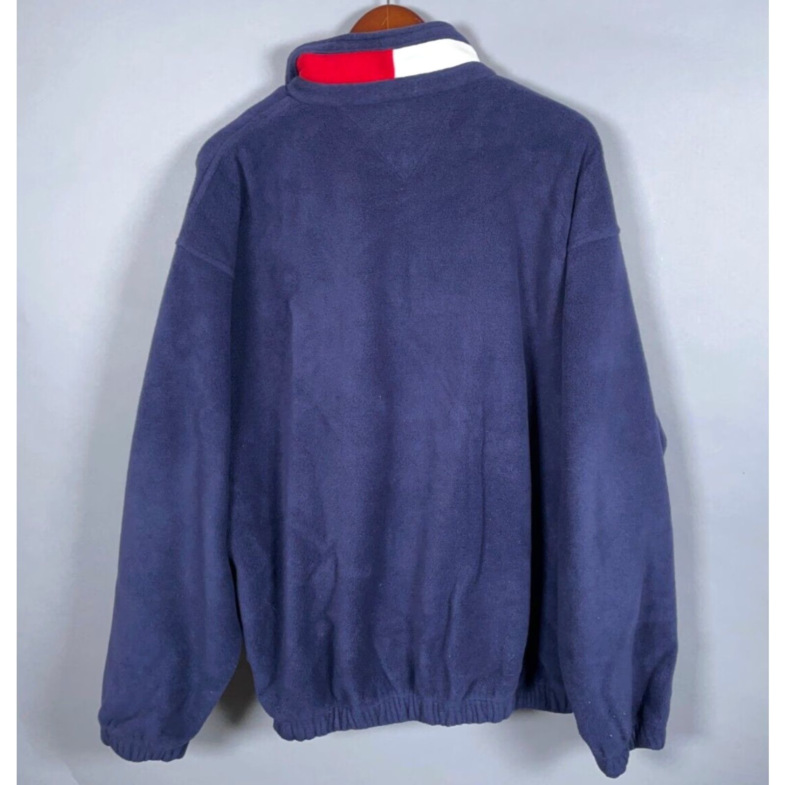 Tommy Hilfiger VINTAGE Tommy Hilfiger Jacket 1/4 Zip Fleece Pullover Adult Large Dark Blue Heavy Embroidered 90s Mens Size US L / EU 52-54 / 3 - 2 Thumbnail