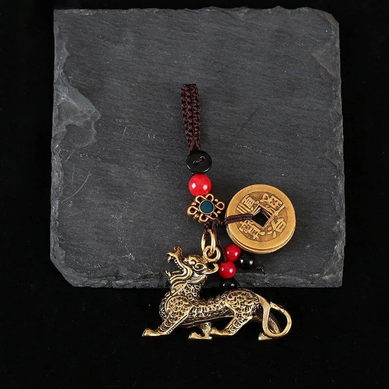 Other Lucky Animal Beast Qilin Keyring Car Keychain Brass Charms Size ONE SIZE - 4 Thumbnail