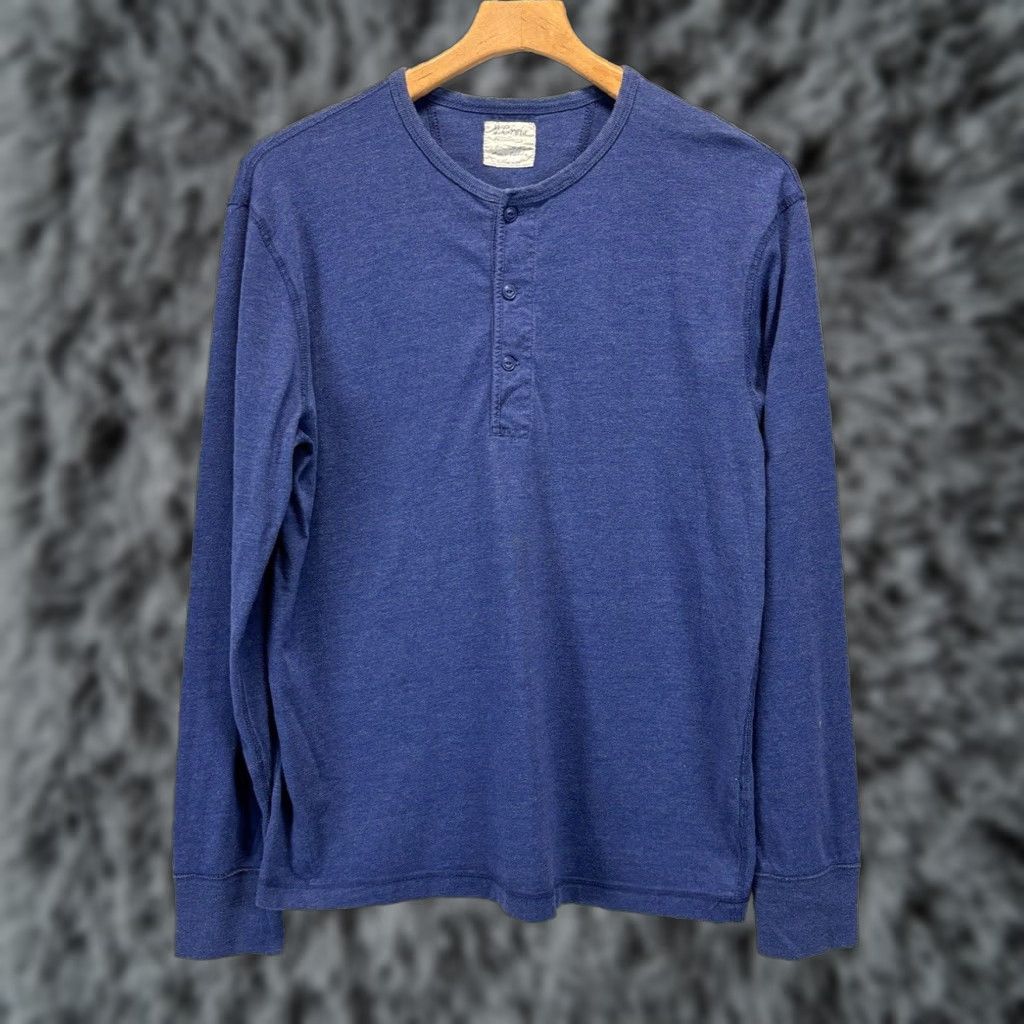 J.Crew J. Crew Henley Shirt Men's Medium Blue Cotton Blend Long Sleeve Size US M / EU 48-50 / 2 - 1 Thumbnail