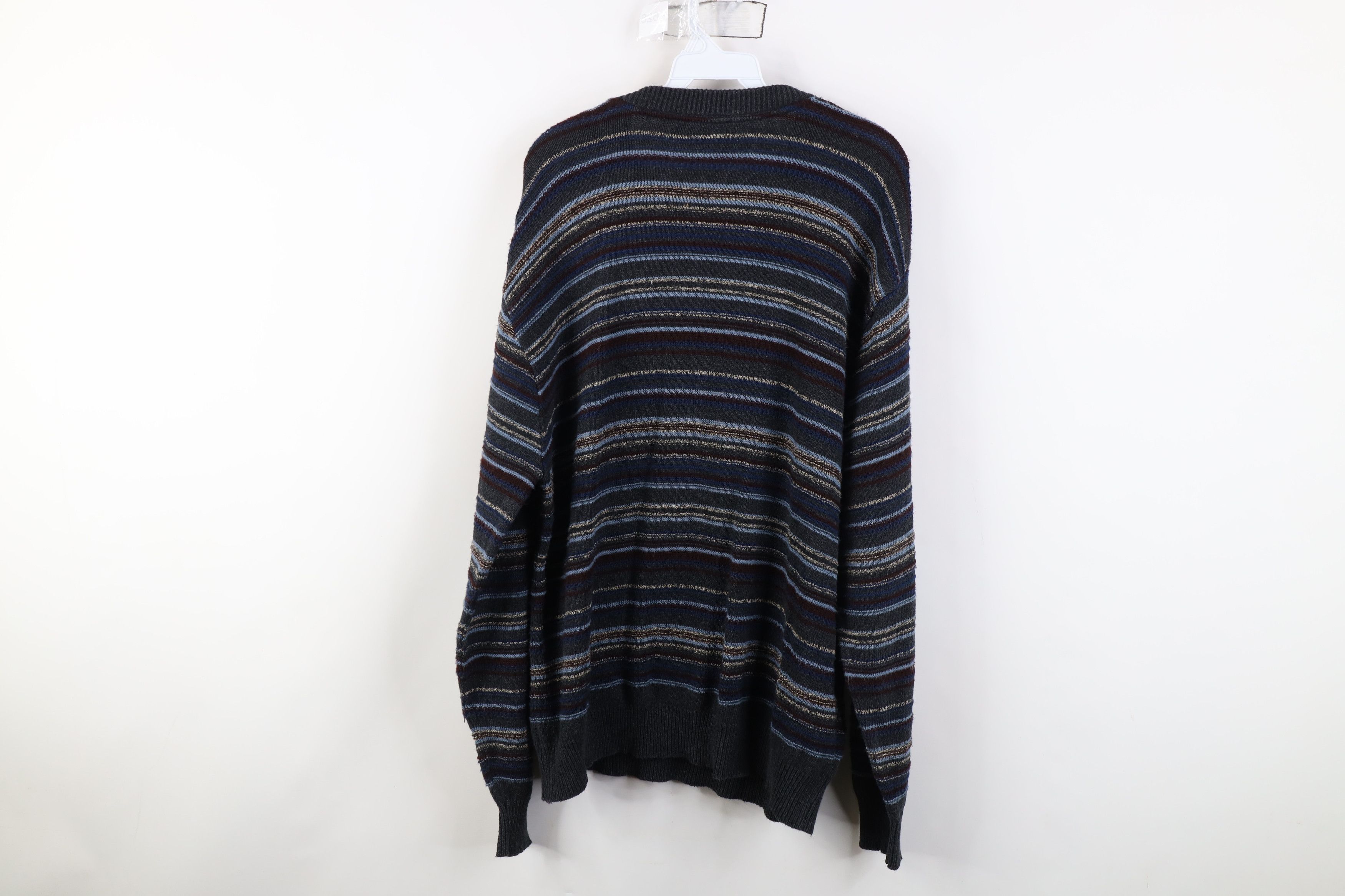 Vintage Vintage 90s Coogi Style Striped Knit Crewneck Sweater Size US XL / EU 56 / 4 - 10 Thumbnail