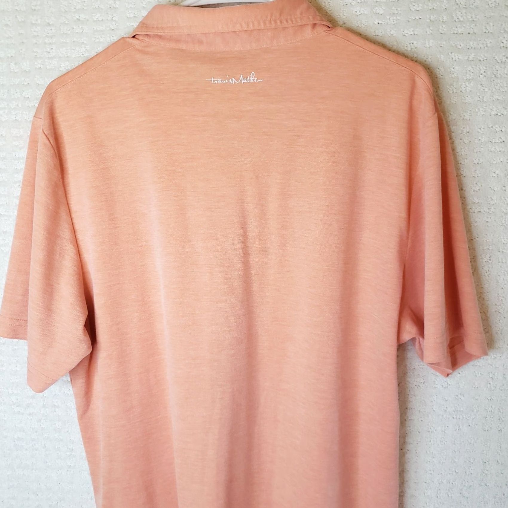 TravisMathew Travis Mathew Men Polo L Coral Pima Cotton Short Sleeve Slit Logo Button-Down Shirt Regular Fit Size US L / EU 52-54 / 3 - 7 Thumbnail