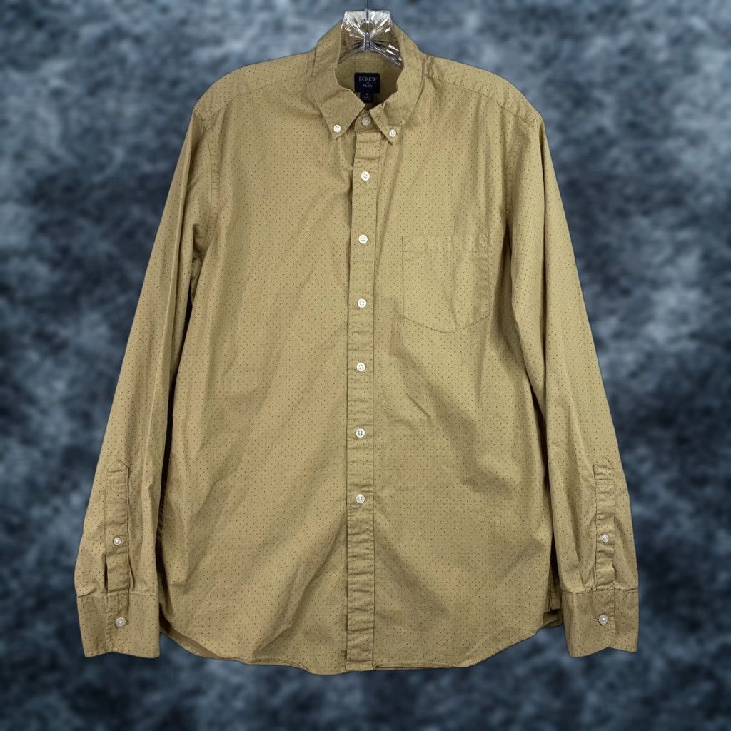 J.Crew J.CREW Shirt M Mens Button-Up Classic Tan Polka Dot Long Sleeve Cotton Blend Stretch Fall, Spring, Summer, Winter Men’s Casual Button-Down Size US M / EU 48-50 / 2 - 1 Thumbnail