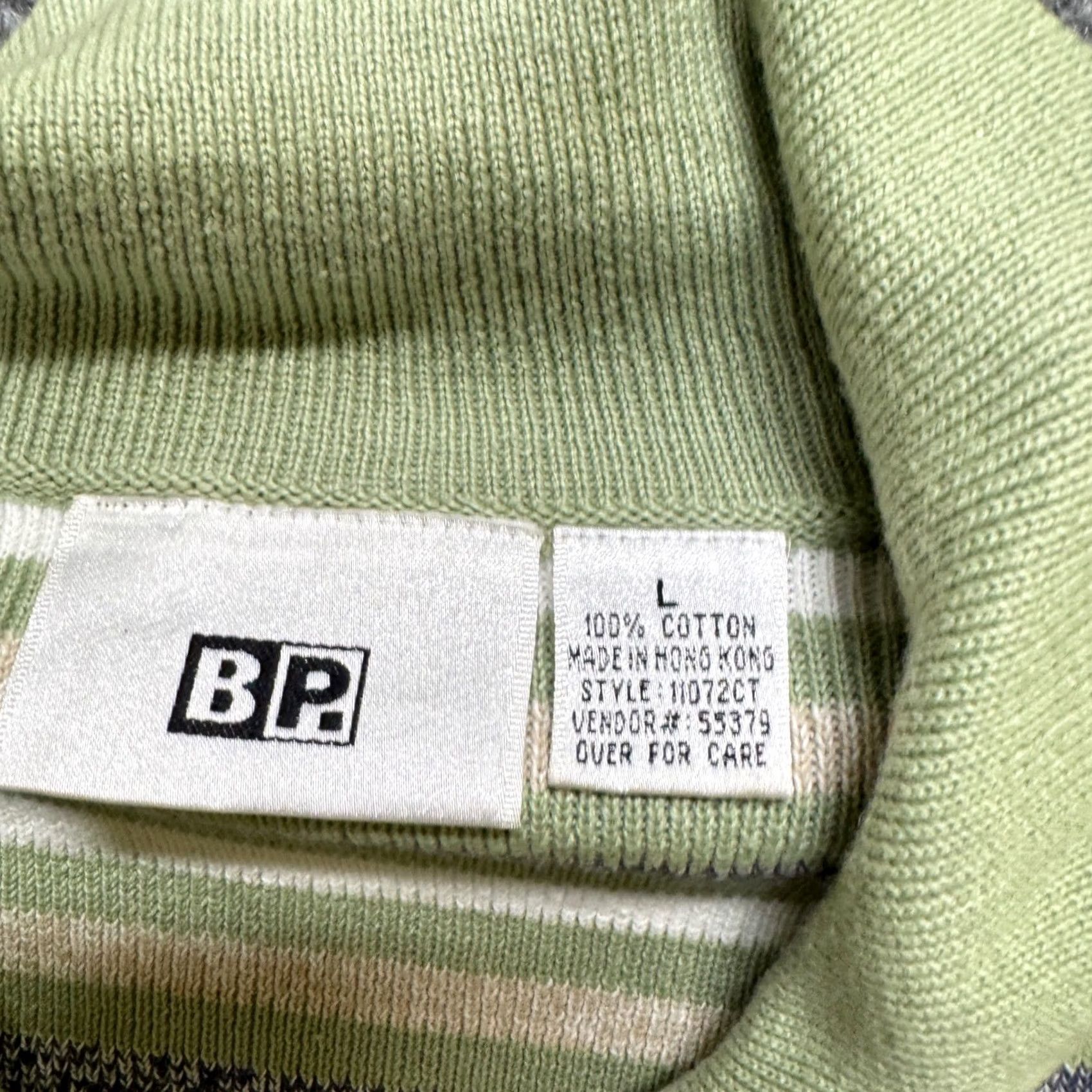 Vintage VINTAGE VTG BP Knitted Cardigan Sweater Womens L Green Striped White 90s Button Up - Green White Striped Cardigan L Womens Men? Size L / US 10 / IT 46 - 4 Thumbnail