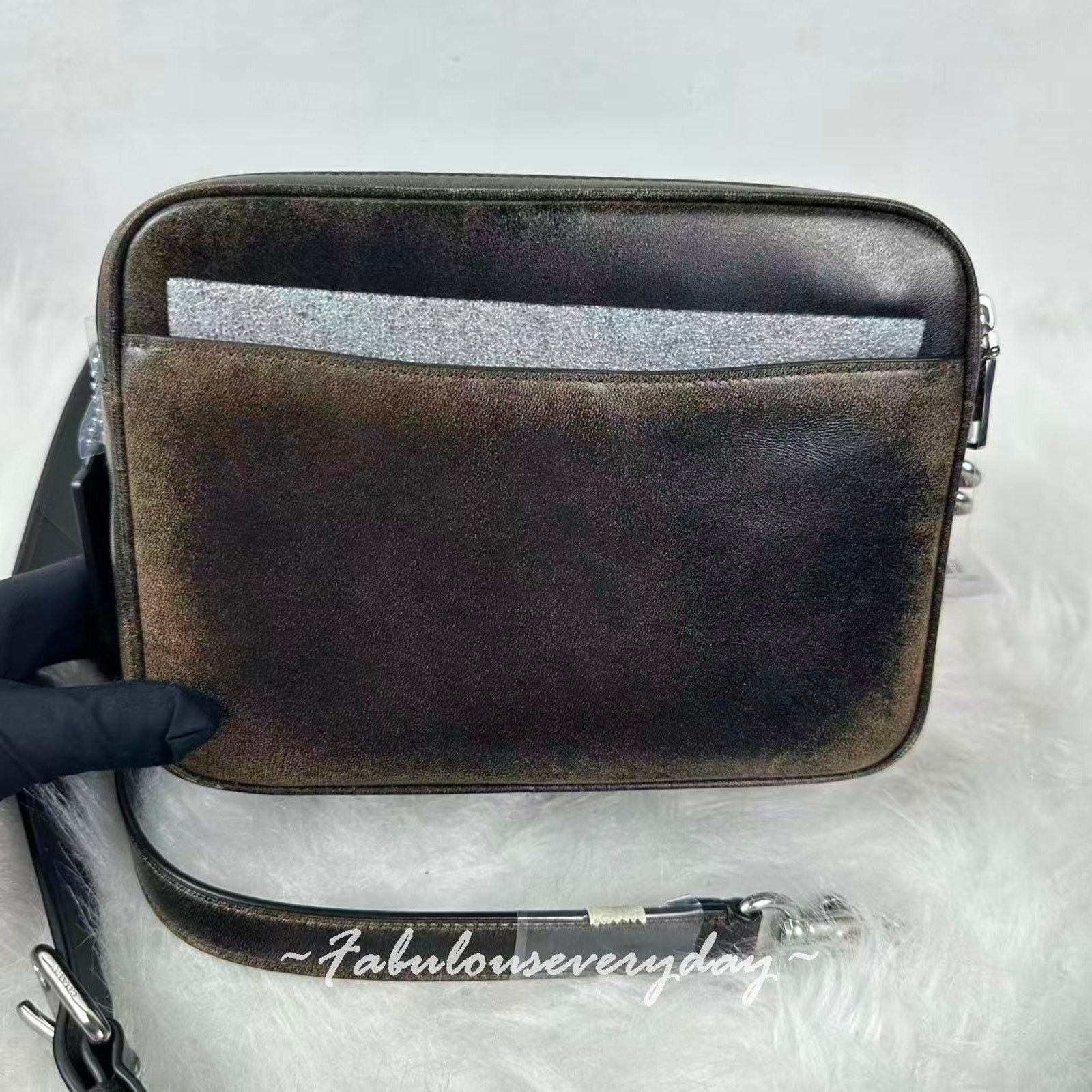 Coach Coach Carey Crossbody Bag Loved Leather Silver/Black Brown Size ONE SIZE - 3 Thumbnail