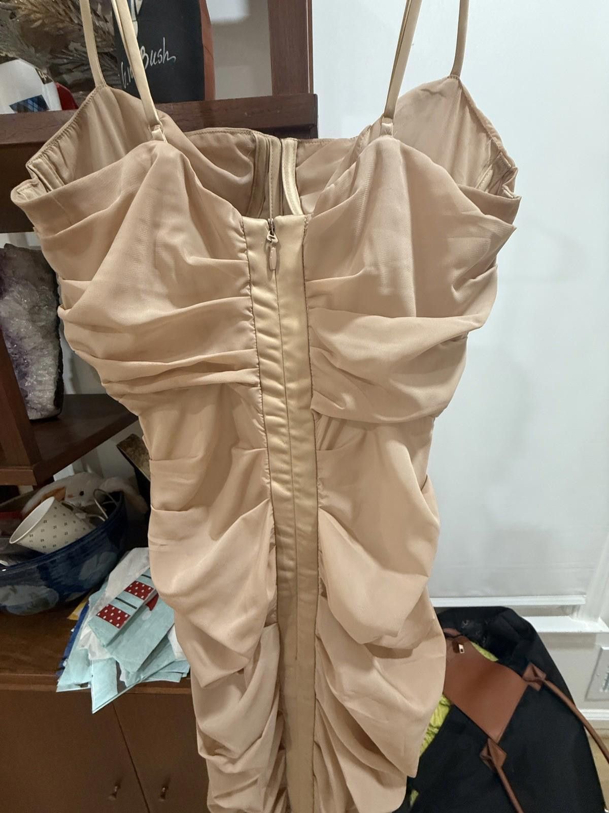 Other House of CB Nude Corset Ruched Midi Sheer Chiffon Dress S Size S / US 4 / IT 40 - 5 Thumbnail