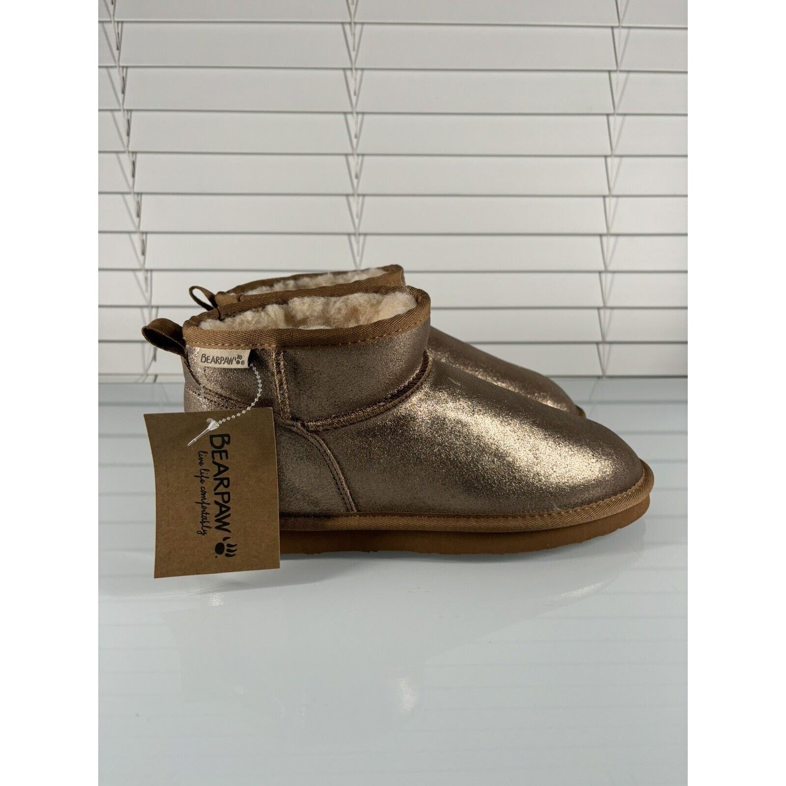 & Other Stories Bearpaw Women's Shorty Bootie Cognac New Sz 7 Faux Fur Lined Size US 10 / IT 40 - 3 Thumbnail