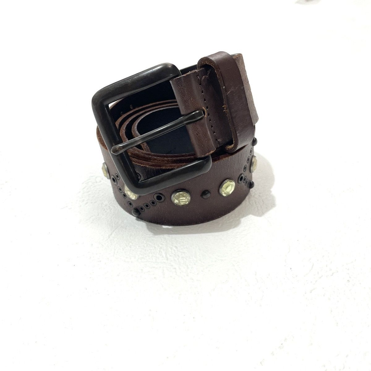 Esprit studded rhinestone y2k leather belt kapital style