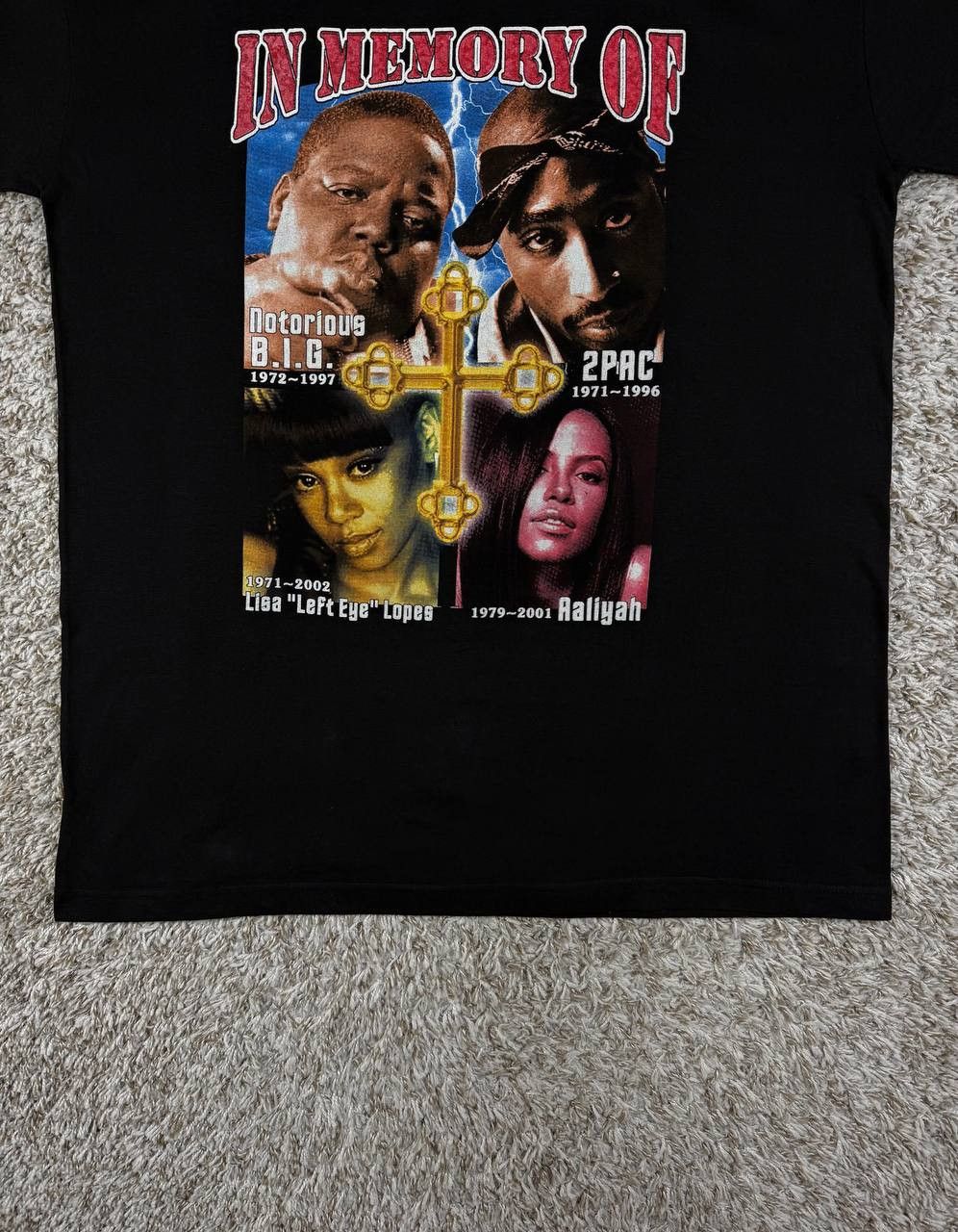 Vintage Y2K Hip Hop Memorial 2Pac Notorious B.I.G. Aaliyah Left Eye Size US XL / EU 56 / 4 - 3 Thumbnail