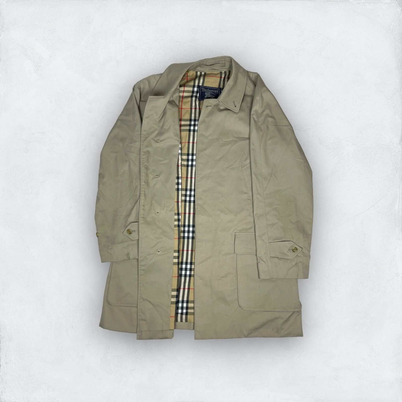 Burberry Burberry Mens Beige Lined Pockets Buttoned Cuffs Trench Coat Size US M / EU 48-50 / 2 - 1 Thumbnail