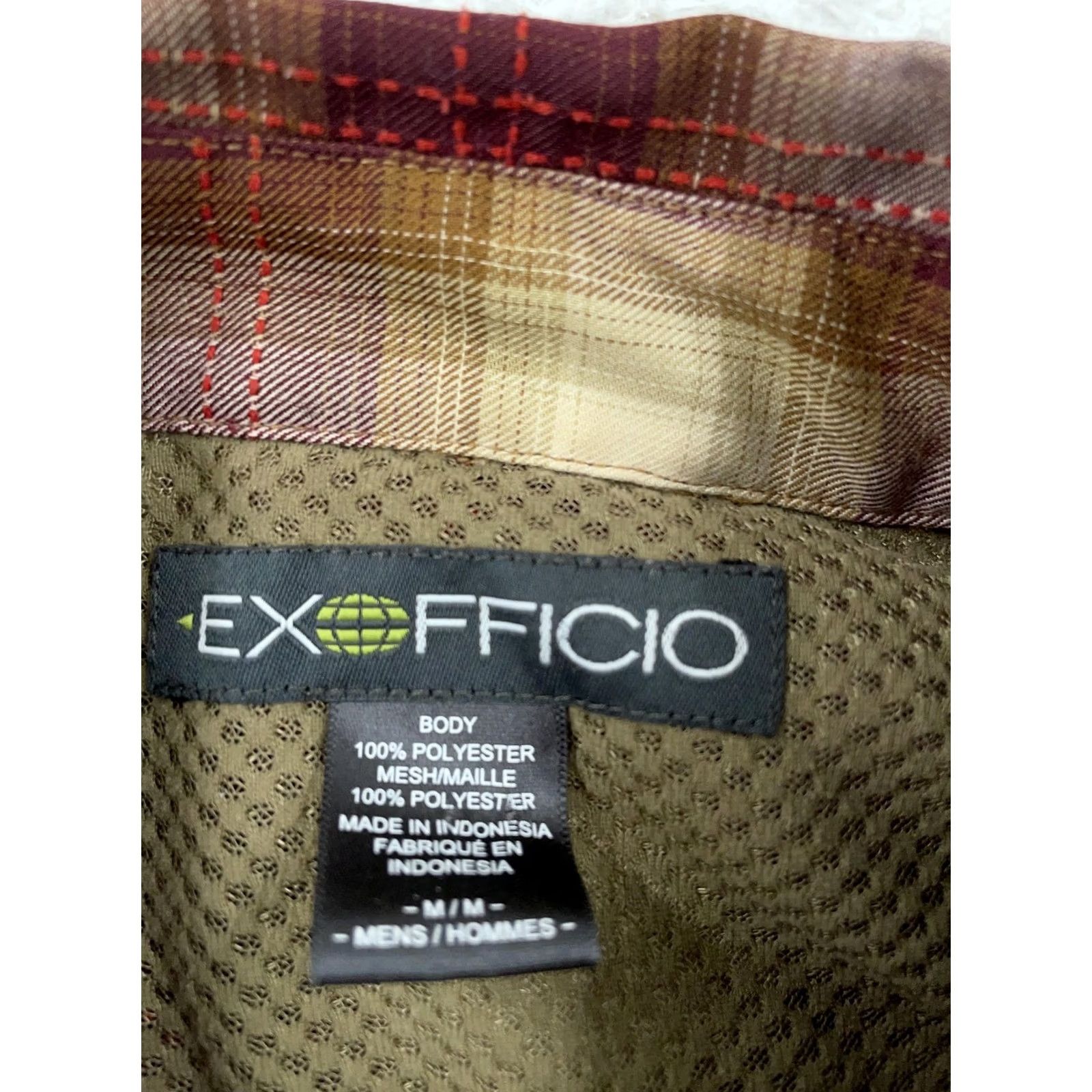 ExOfficio ExOfficio Shirt Mens M Brown Red Plaid Long Sleeve Collared Button Up Size US M / EU 48-50 / 2 - 8 Thumbnail