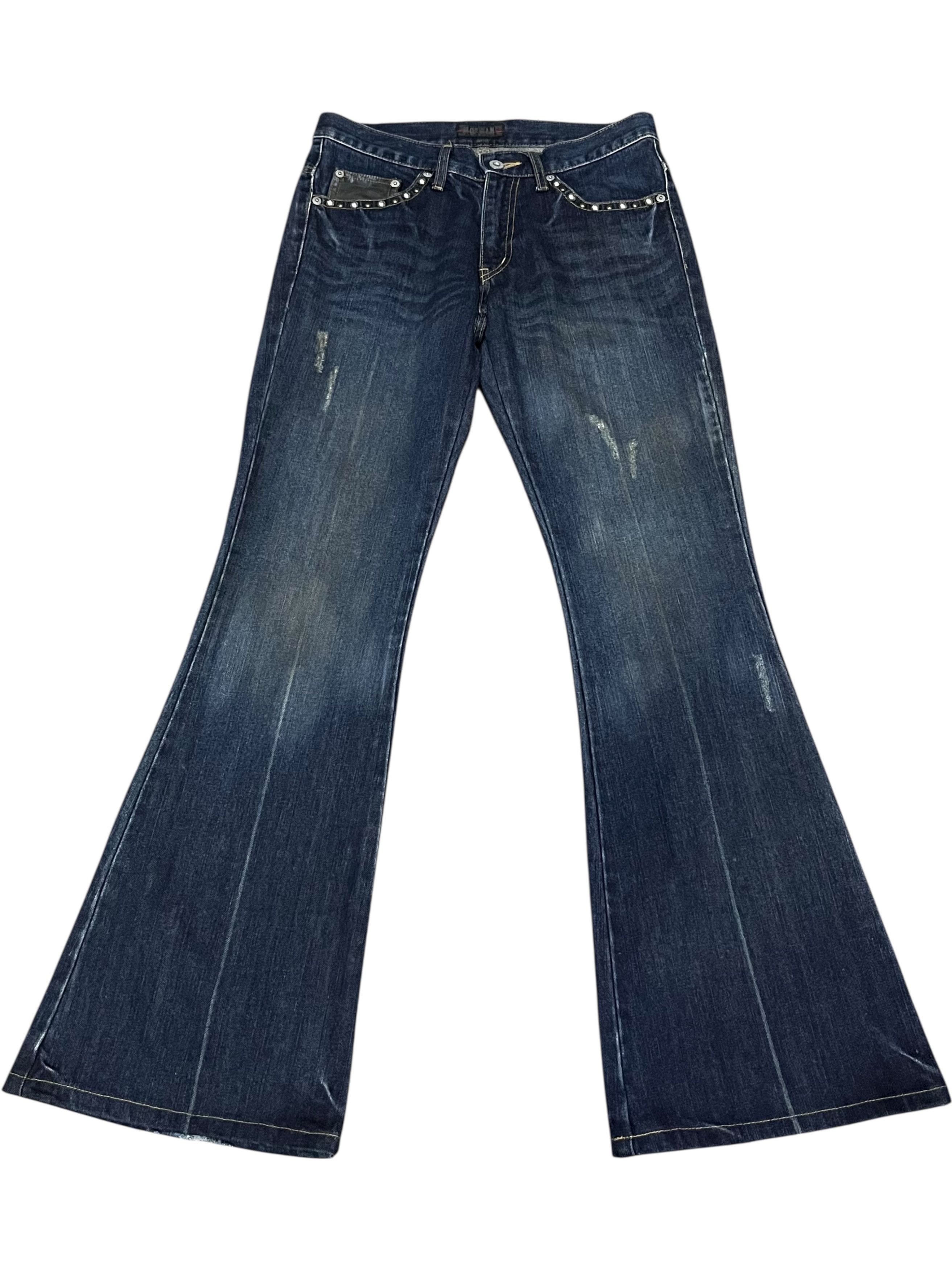 Morgan Homme Morgan Homme Vintage Studded Charcoal Super Flare Jeans Size 28" / US 6 / IT 42 - 2 Thumbnail