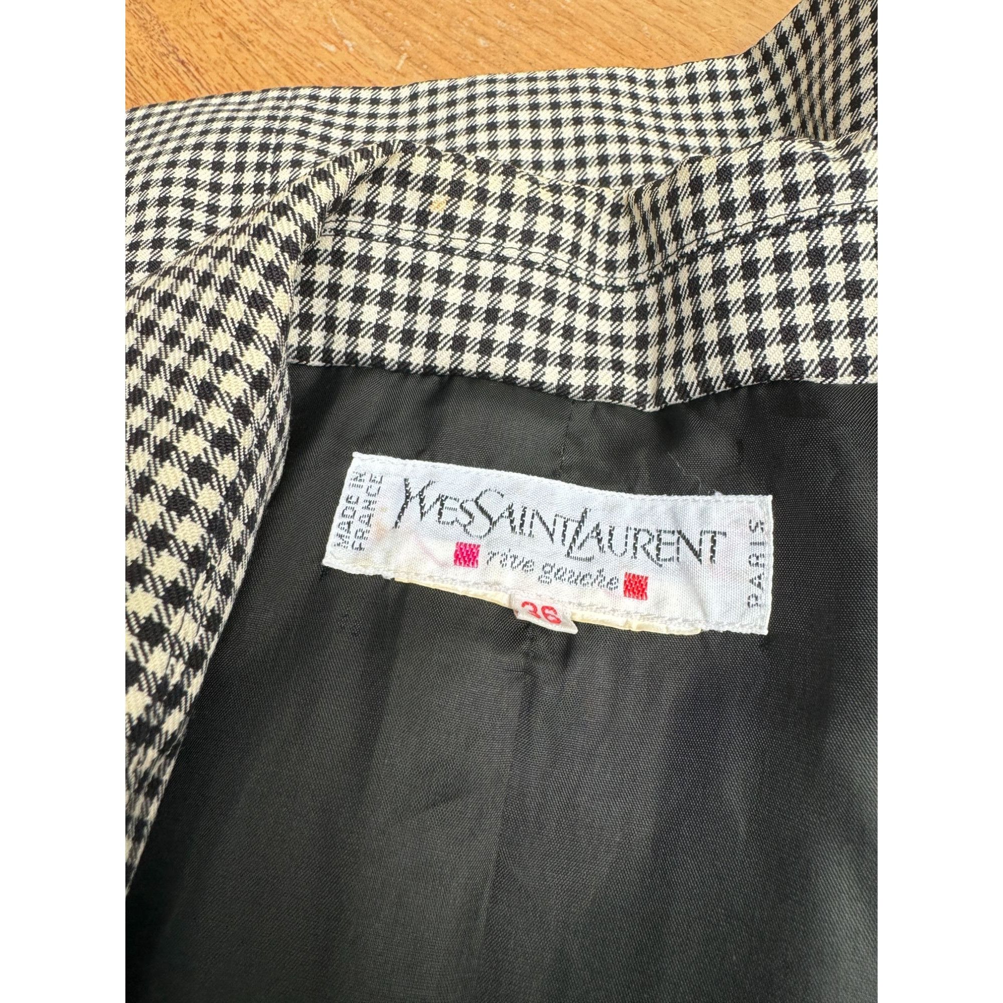 Yves Saint Laurent Houndstooth Wool Blazer Jacket Size M / US 6-8 / IT 42-44 - 5 Thumbnail