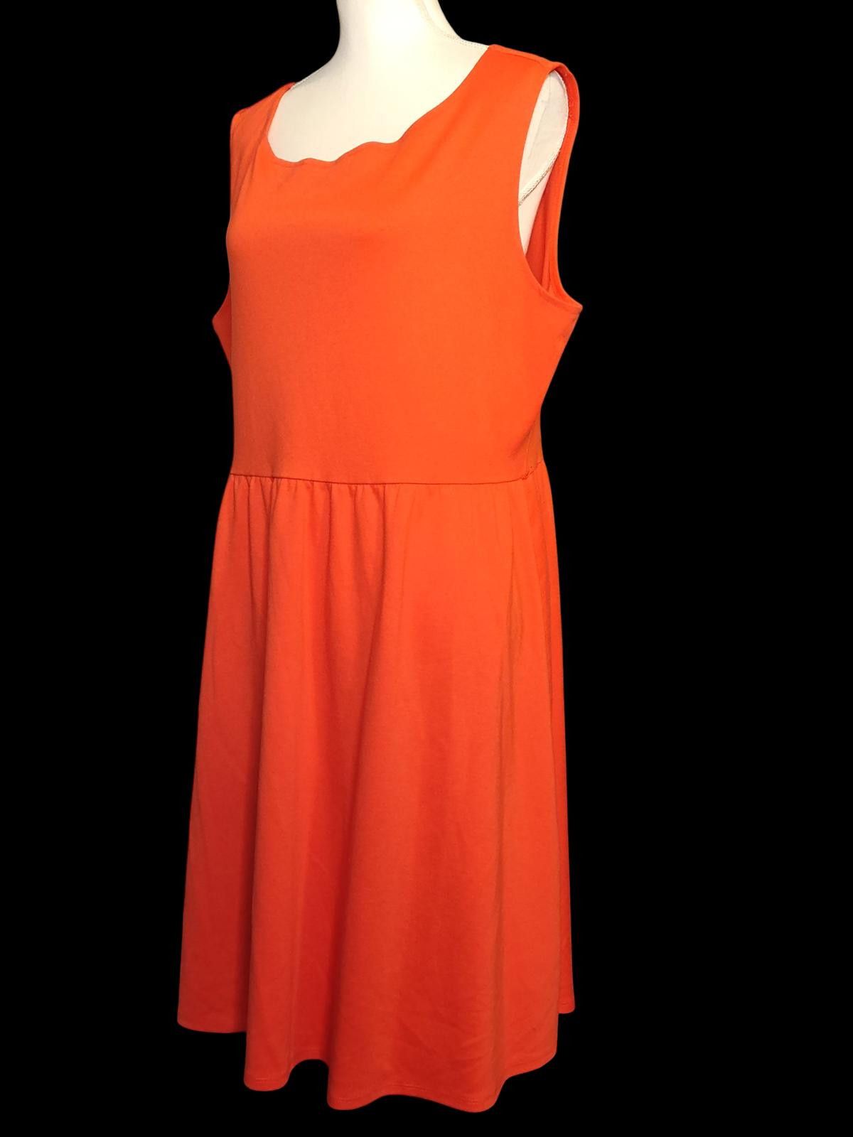 Old Navy Old Navy Orange Sleeveless Midi Dress w/Scalloped Neckline Size XL / US 12-14 / IT 48-50 - 5 Thumbnail
