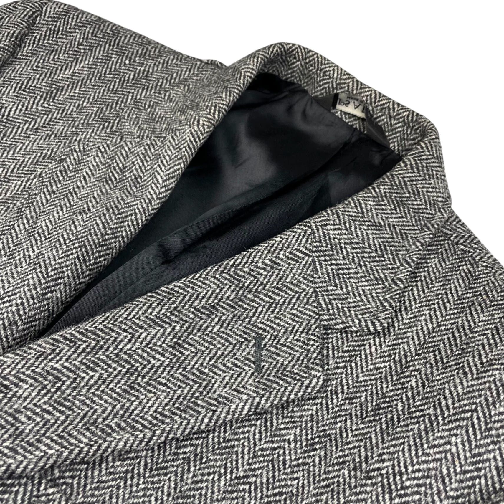 Jos. A. Bank Jos A Bank x Harris Tweed Blazer Men's Wool Black/White Herringbone 43R 2-Button Notch Lapel Regular Fit Vintage No Size 46R - 2 Thumbnail