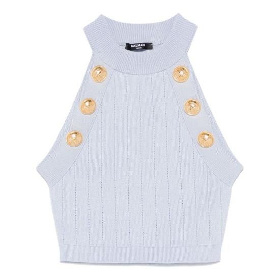 Balmain BALMAIN Women Tops EF1AB390 KB07 6AC BLUE Size M / US 6-8 / IT 42-44 - 1 Thumbnail