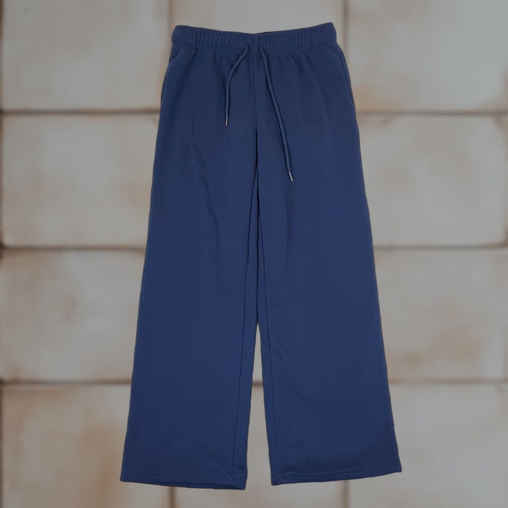 Vintage VINTAGE Common Stitch Womens Large Blue Wide-Leg Sweatpants Drawstring Loungewear Size 30" / US 8 / IT 44 - 1 Thumbnail
