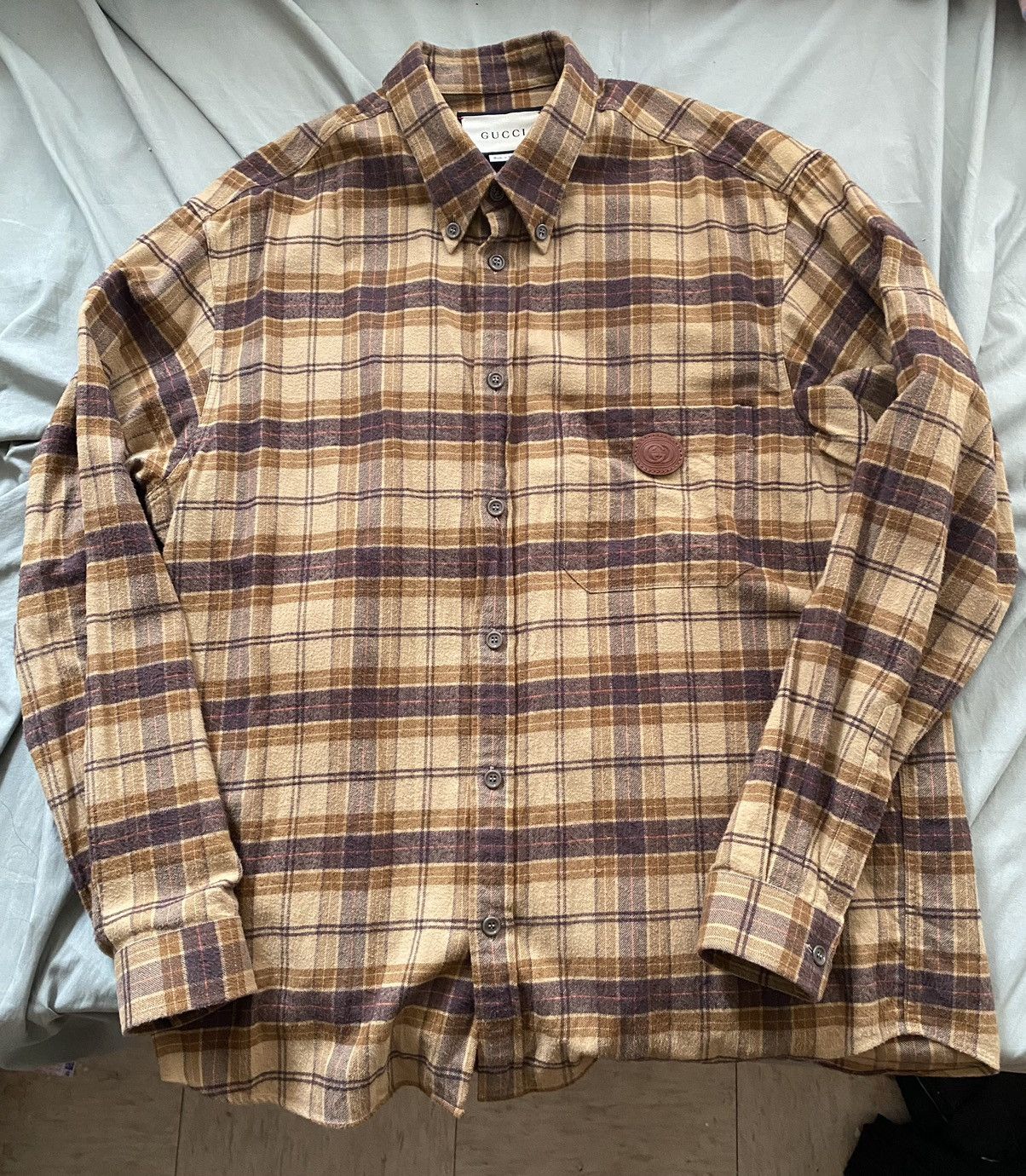 Gucci Gucci plaid shirt leather logo Size US S / EU 44-46 / 1 - 1 Thumbnail