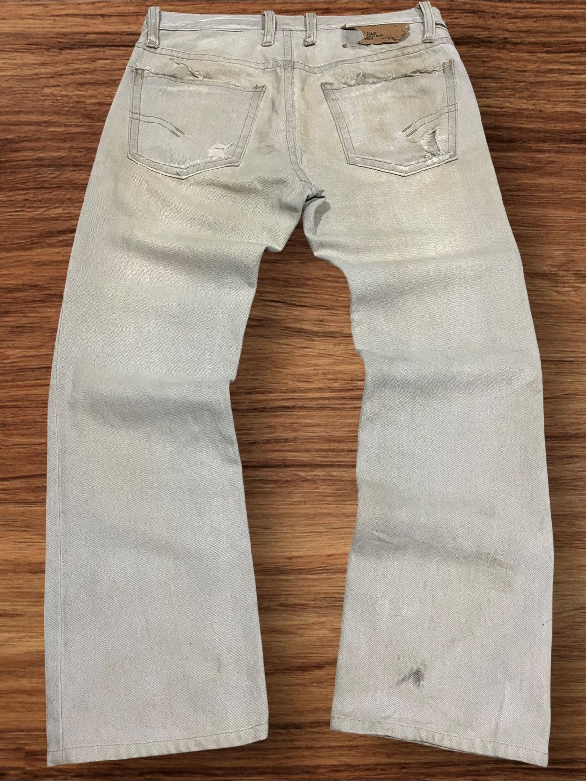 Vintage Italian Neil Barrett Distressed Button Fly Mud Jeans