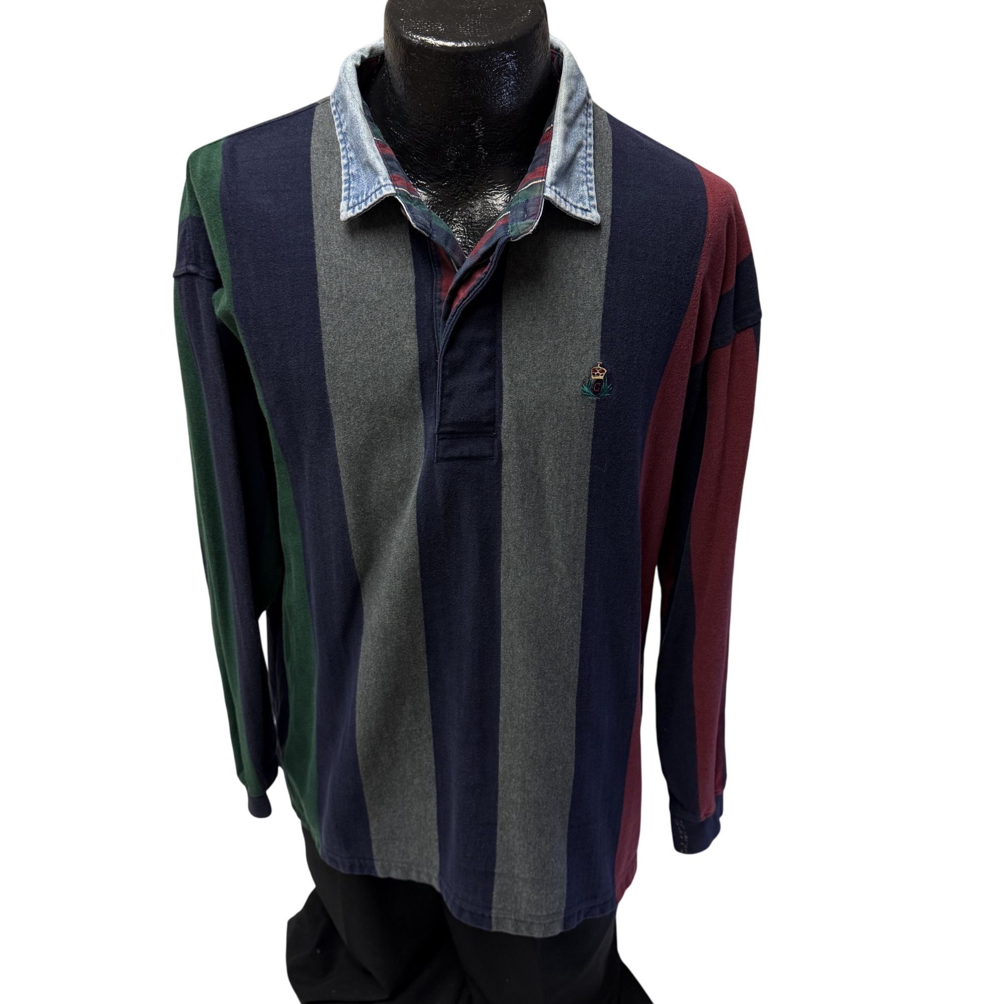 Gant Vtg Gant COLORBLOCK STRIPE Logo Crest Streetwear Polo Rugby Size US L / EU 52-54 / 3 - 2 Thumbnail