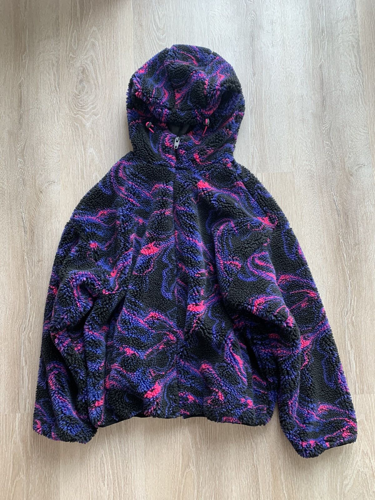 image of Vintage Looking Zara Abstract Print Fleece Jacket, Men's (Size XL)