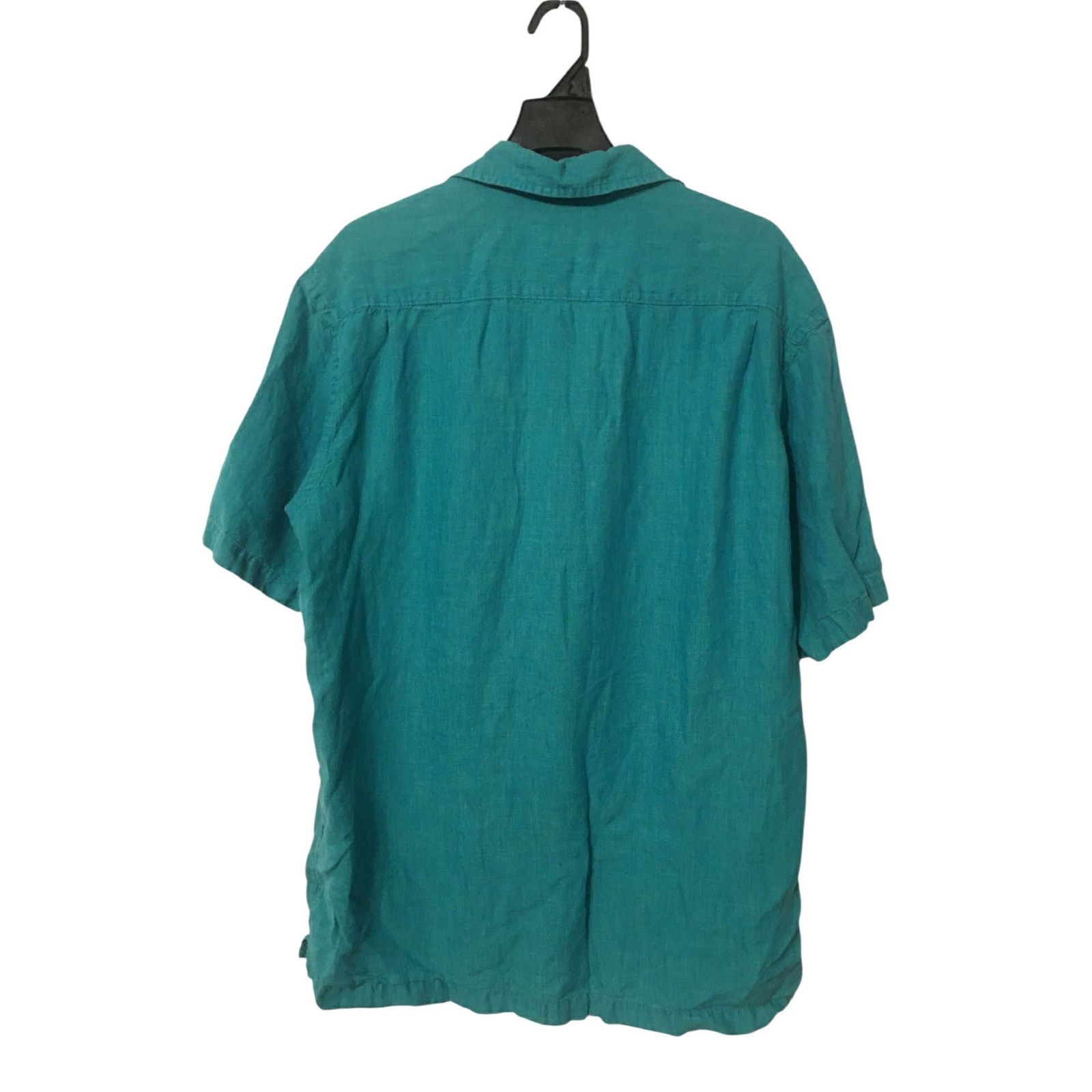 Arizona Jean Co. Alan Flusser 100% Linen ButtonUp Shirt Short Sleeve Green LG Size US S / EU 44-46 / 1 - 2 Thumbnail