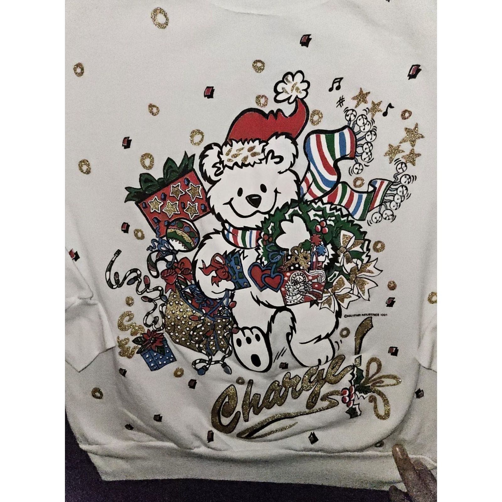 Vintage VINTAGE Quips Christmas Sweater Women's XL White 90s Pullover Christmas Animals Holiday Womens XL White Quips Sweater Size XL / US 12-14 / IT 48-50 - 5 Thumbnail