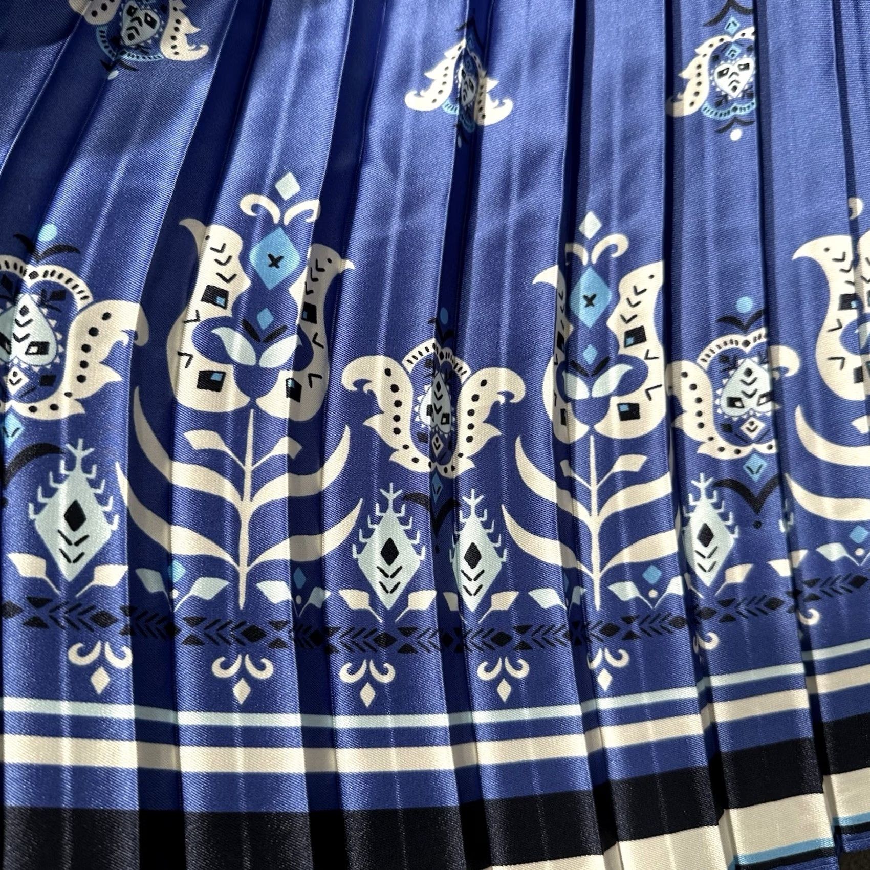Vintage NWT Lane Bryant Pleated Skirt Womens Size 28 Blue Floral Printed Size 28" / US 6 / IT 42 - 3 Thumbnail