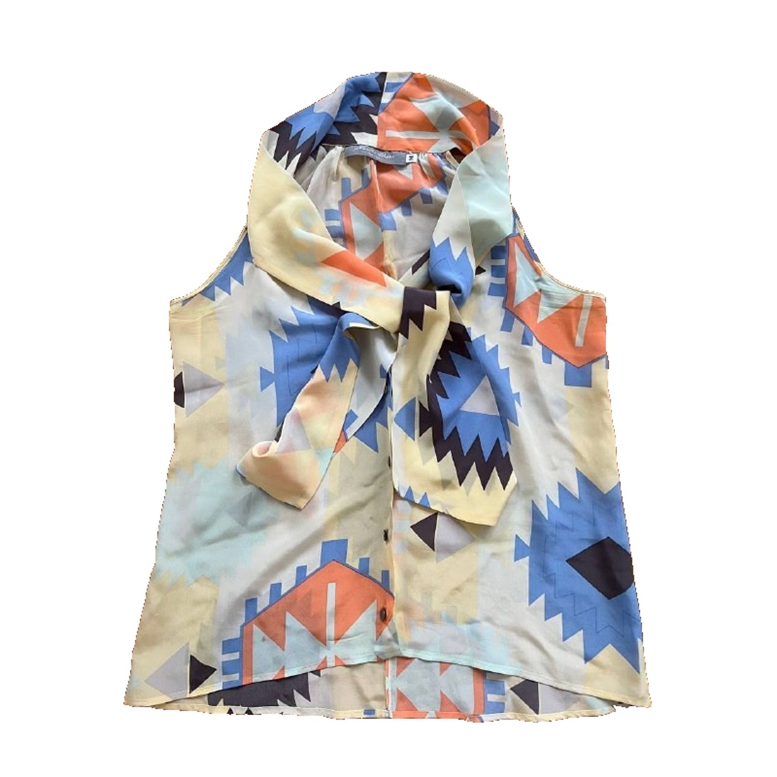 Hunter Hunter Dixon Yellow USA made Blouse‎ Tie Neckline M A001846 Size M / US 6-8 / IT 42-44 - 2 Thumbnail