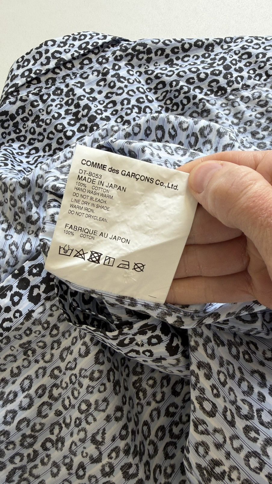 Comme des Garcons White / Blue Striped Leopard Print Shirt Size US S / EU 44-46 / 1 - 10 Thumbnail