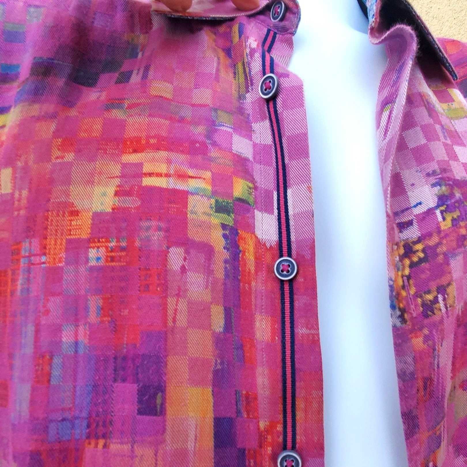 BUGATCHI Bugatchi Uomo Mens XL Designer Shirt Button Down Purple Geom Size US XL / EU 56 / 4 - 11 Thumbnail