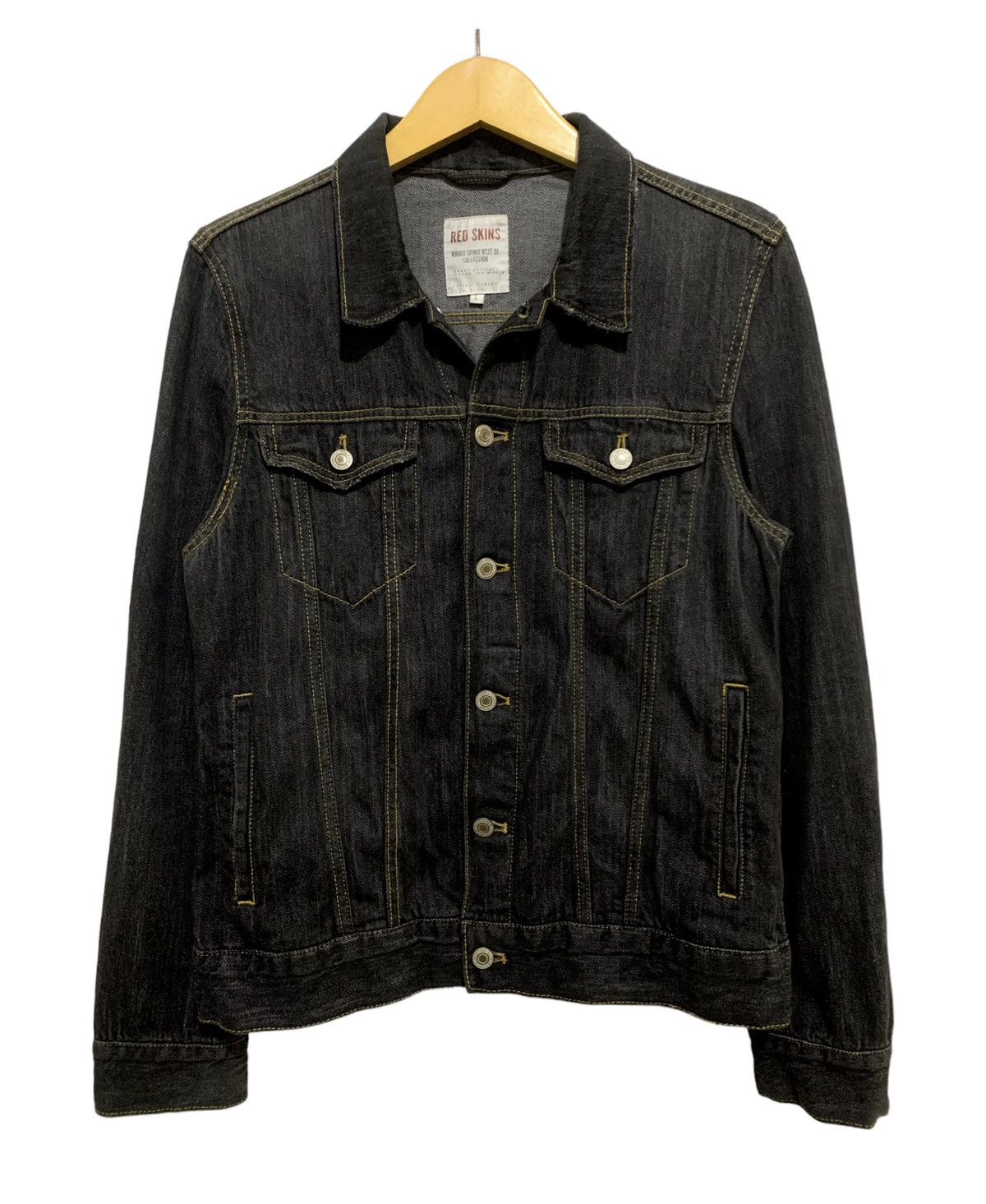 image of Denim Jacket Red Skins Denim Trucker Jacket in Dark Brown, Men's (Size Medium)
