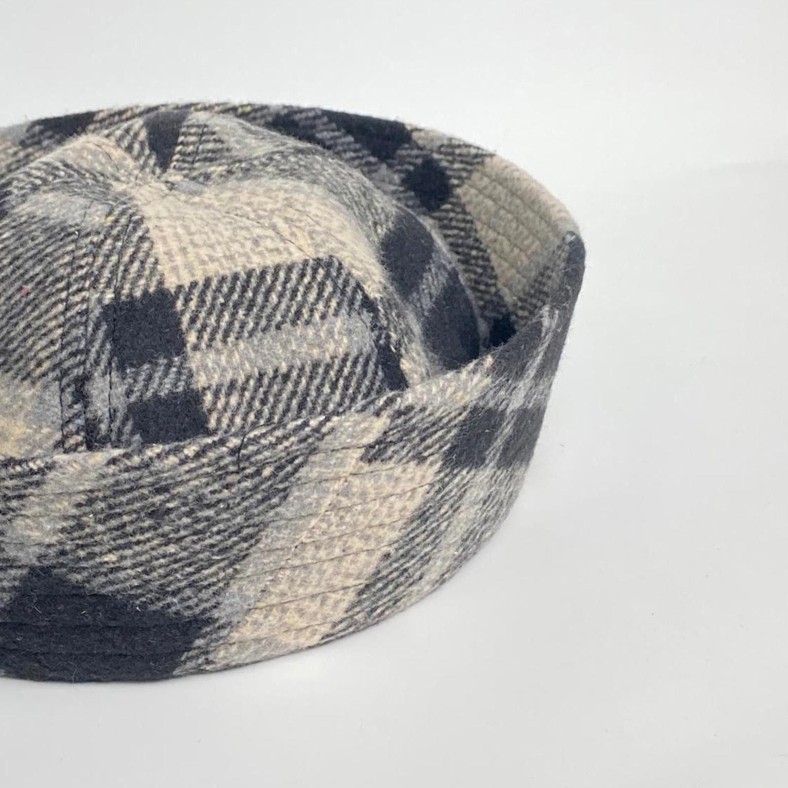 Japanese Brand Wool Blend Grey Plaid Beret Sailor Hat Y2K French Girl Size ONE SIZE - 8 Thumbnail