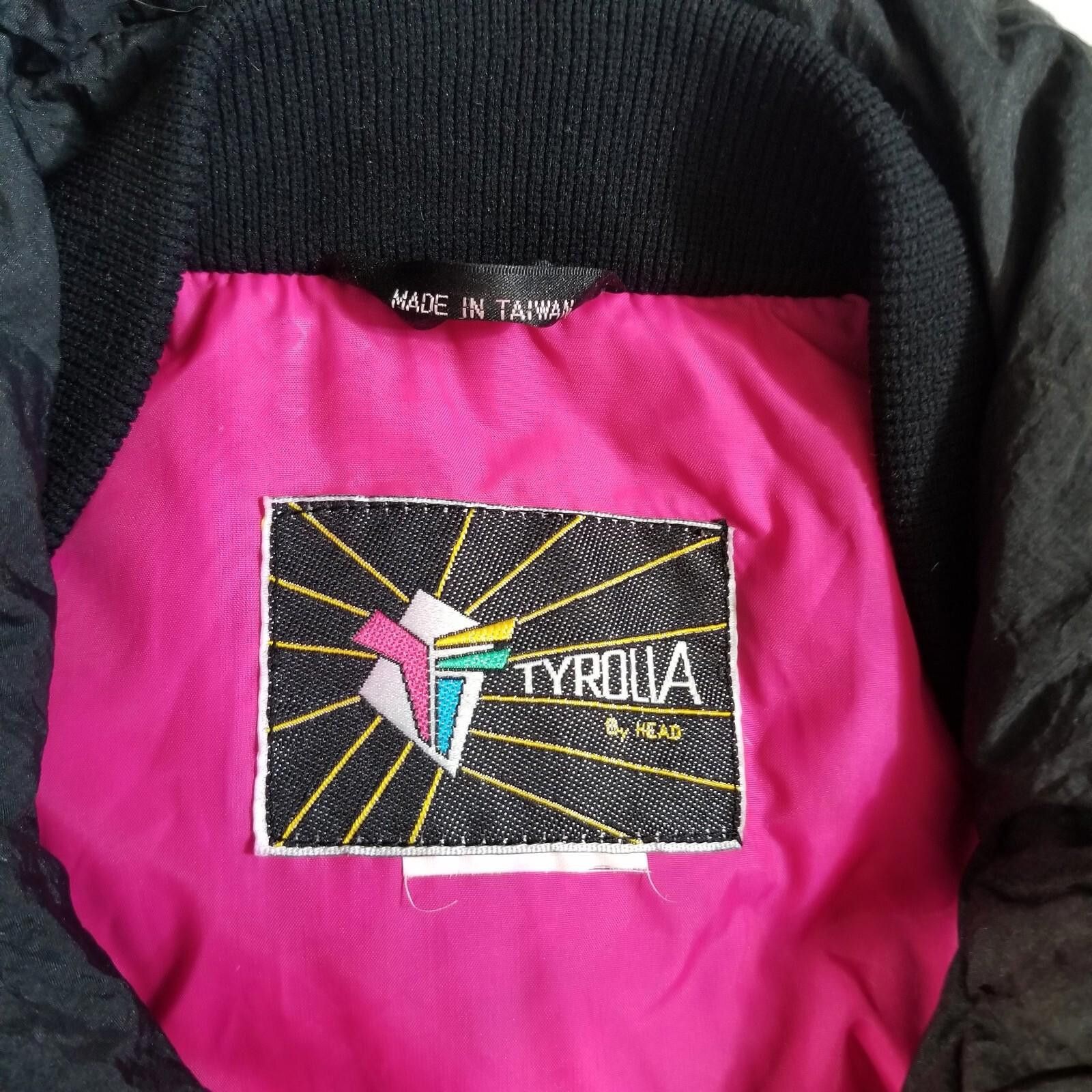Designer VTG Tyrolia Medium Pink & Black Retro Puffer Jacket 80's Size M / US 6-8 / IT 42-44 - 9 Thumbnail