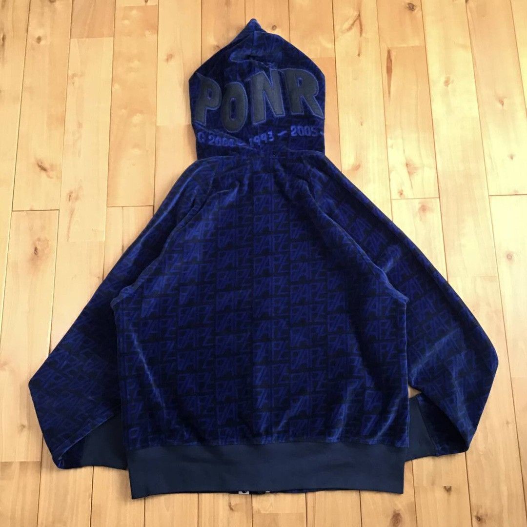 Bape BAPE Logo Monogram Velour Shark Full Zip Hoodie APE Size US S / EU 44-46 / 1 - 5 Thumbnail