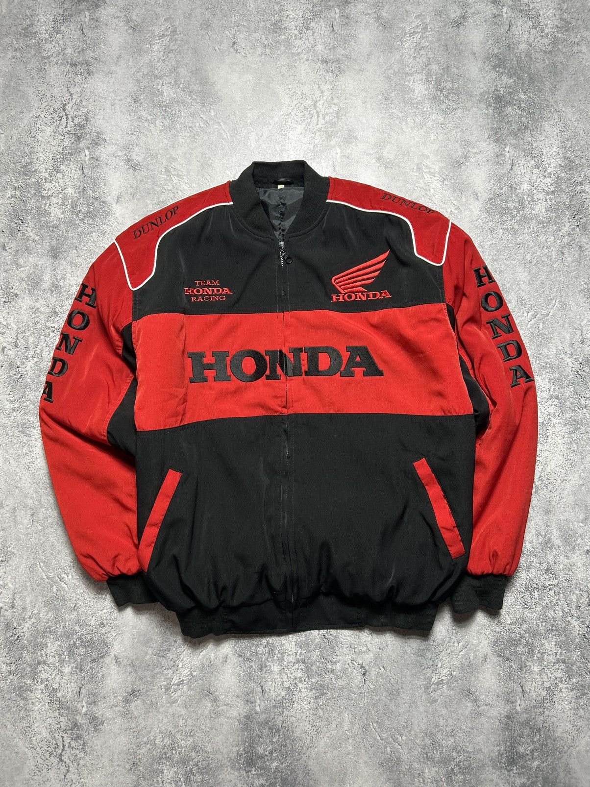 image of Vintage Racing Jacket Honda 90's Black Red Big Logo, Men's (Size XL)