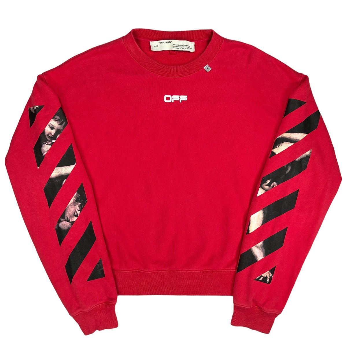 Off-White Off-White Size S Sweatshirt Red Caravaggio Arrows Logo Crew ...