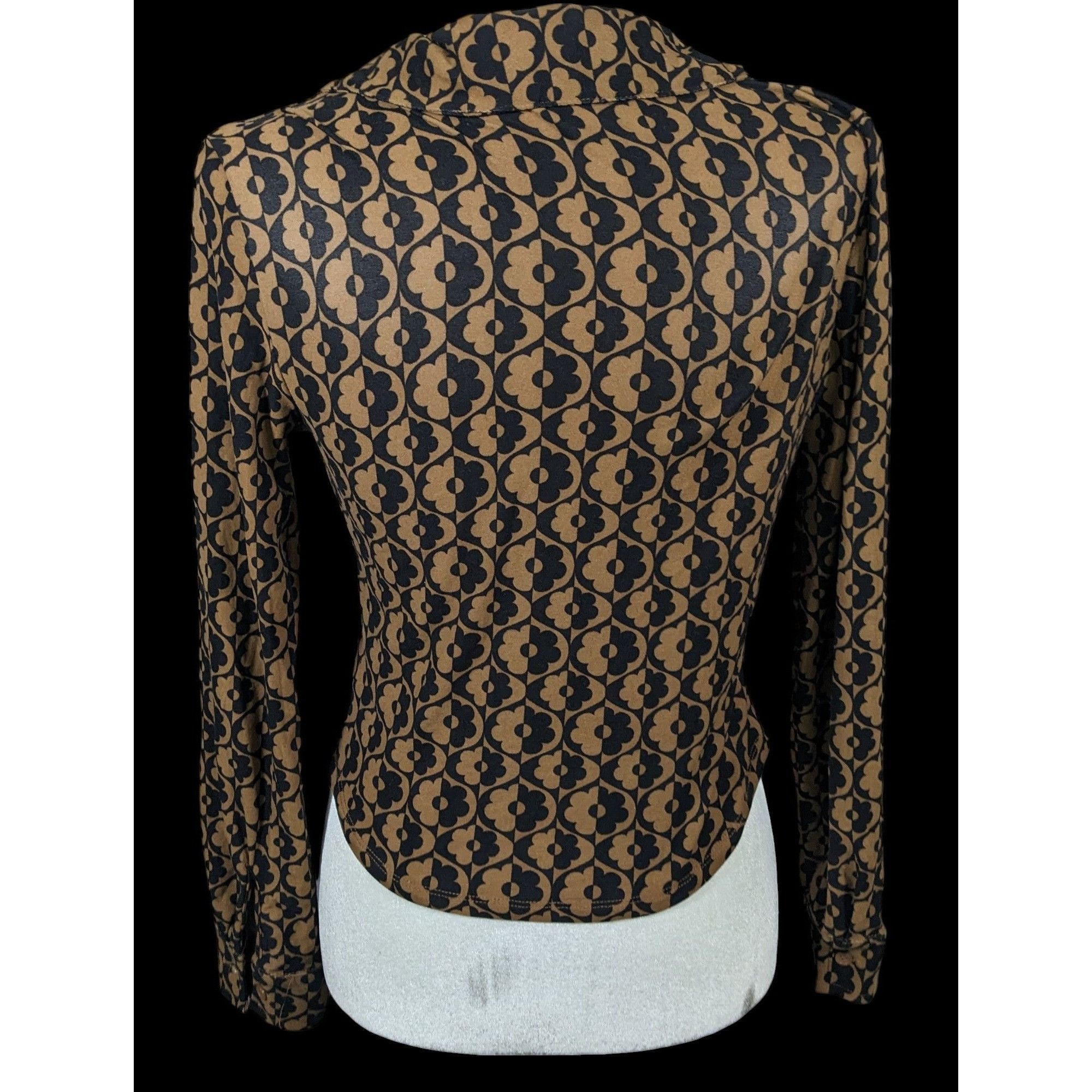 Other Retro Black And Brown Floral Button Down Top by No Boundarie Size S / US 4 / IT 40 - 3 Thumbnail