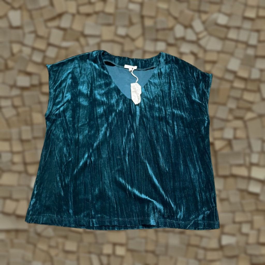 Velvet Mystree Blouse Women L Green Velvet Short Sleeve V-Neck Casual Basic Modern Size L / US 10 / IT 46 - 1 Thumbnail