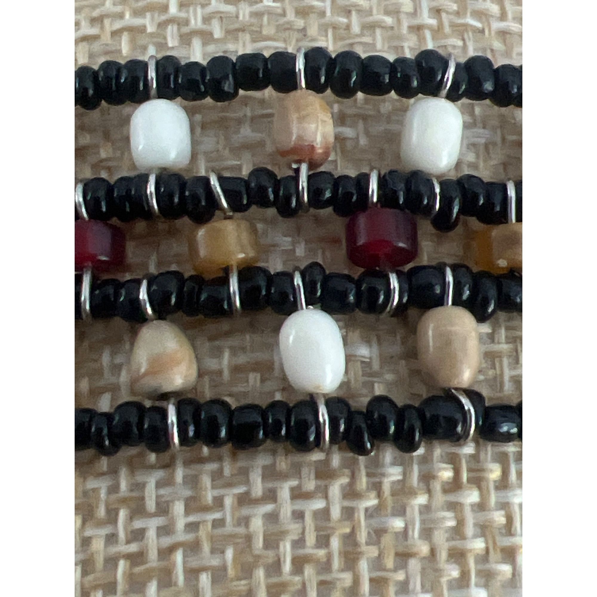 Other Bohemian Multi-Strand Beaded Bracelet Seed Bead Cuff Black B Size ONE SIZE - 2 Thumbnail