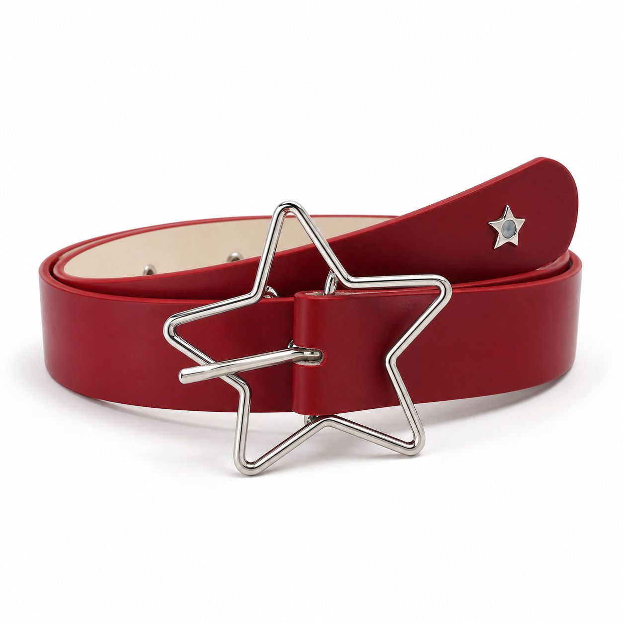 Other Maroon Silver Star Buckle Belt Size ONE SIZE - 2 Thumbnail