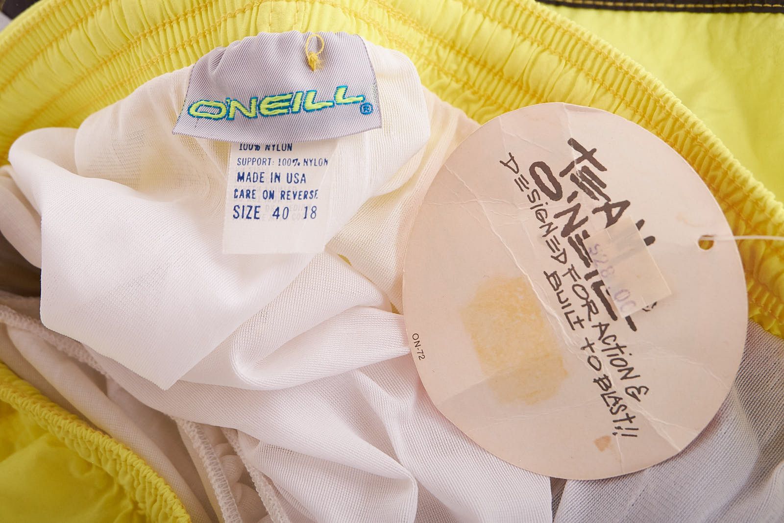 O'Neill Vintage Deadstock O’Neill Neon Yellow Surf Swim Shorts Size US 40 / EU 56 - 8 Thumbnail