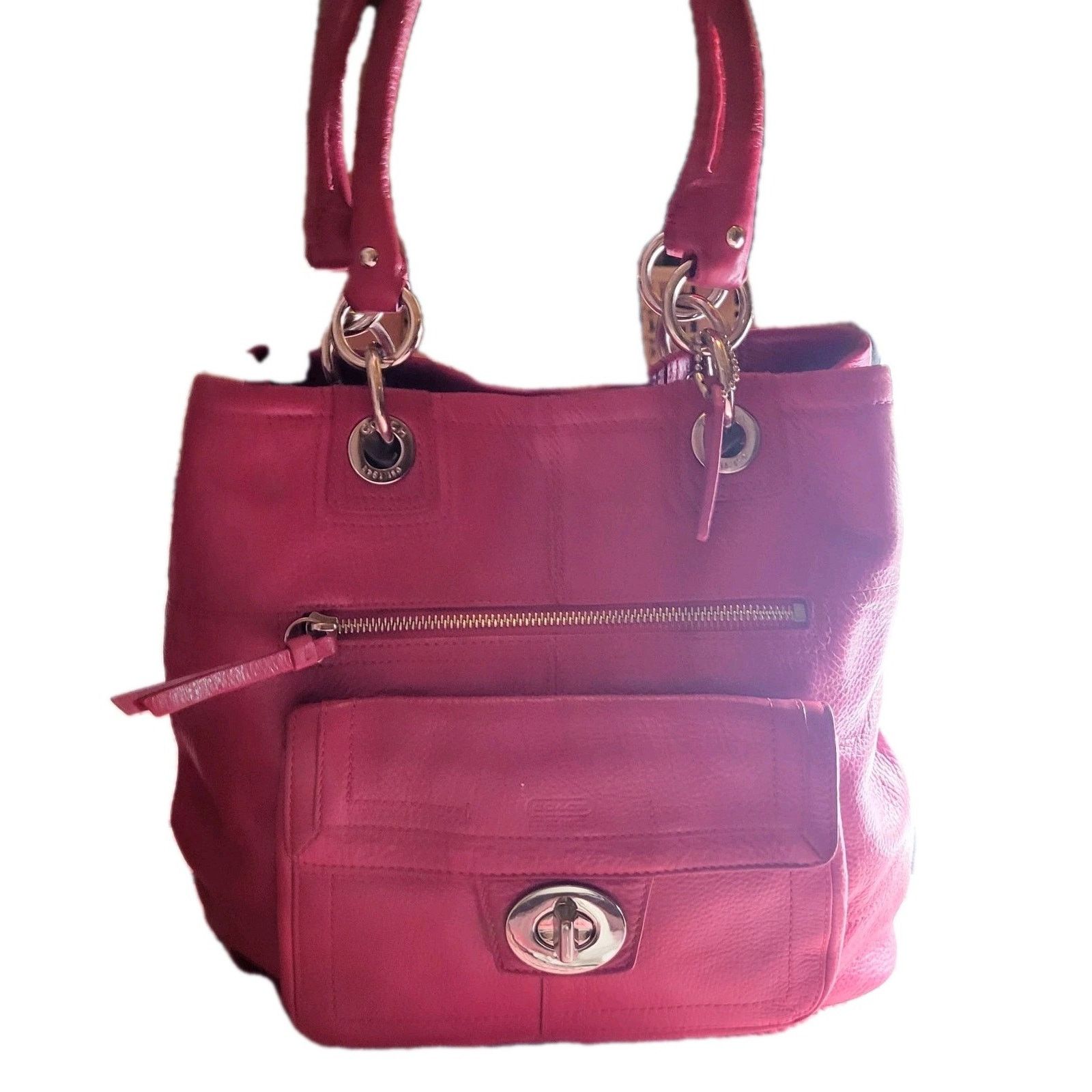 Coach Red COACH Hampton F15694 Pebbled Leather Turnlock Shoulder Size ONE SIZE - 1 Thumbnail