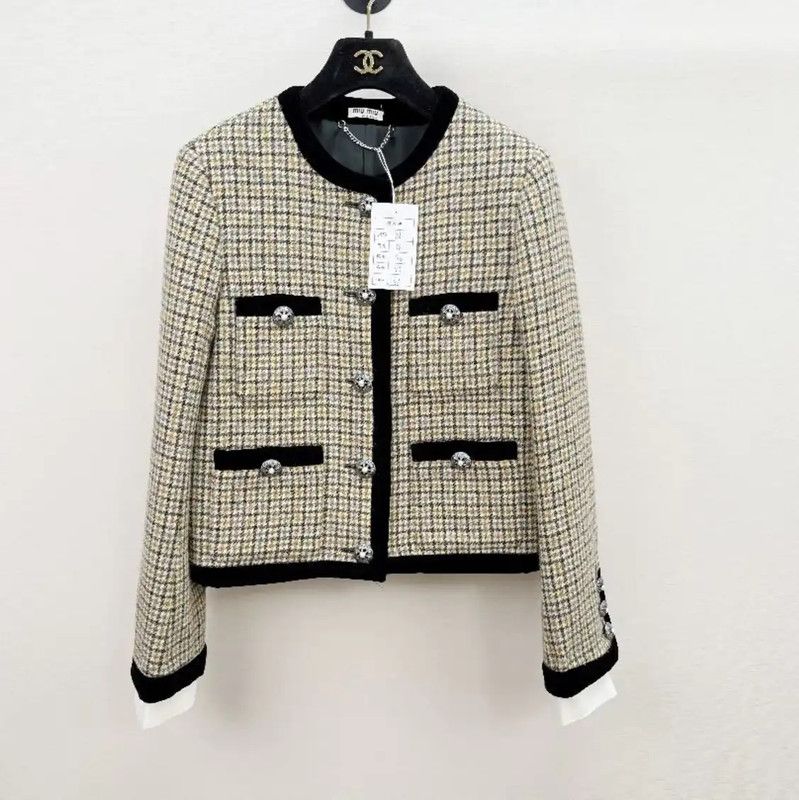 Miu Miu Miu Miu Short Color-Block Wool Coat 0089 Size S / US 4 / IT 40 - 1 Thumbnail