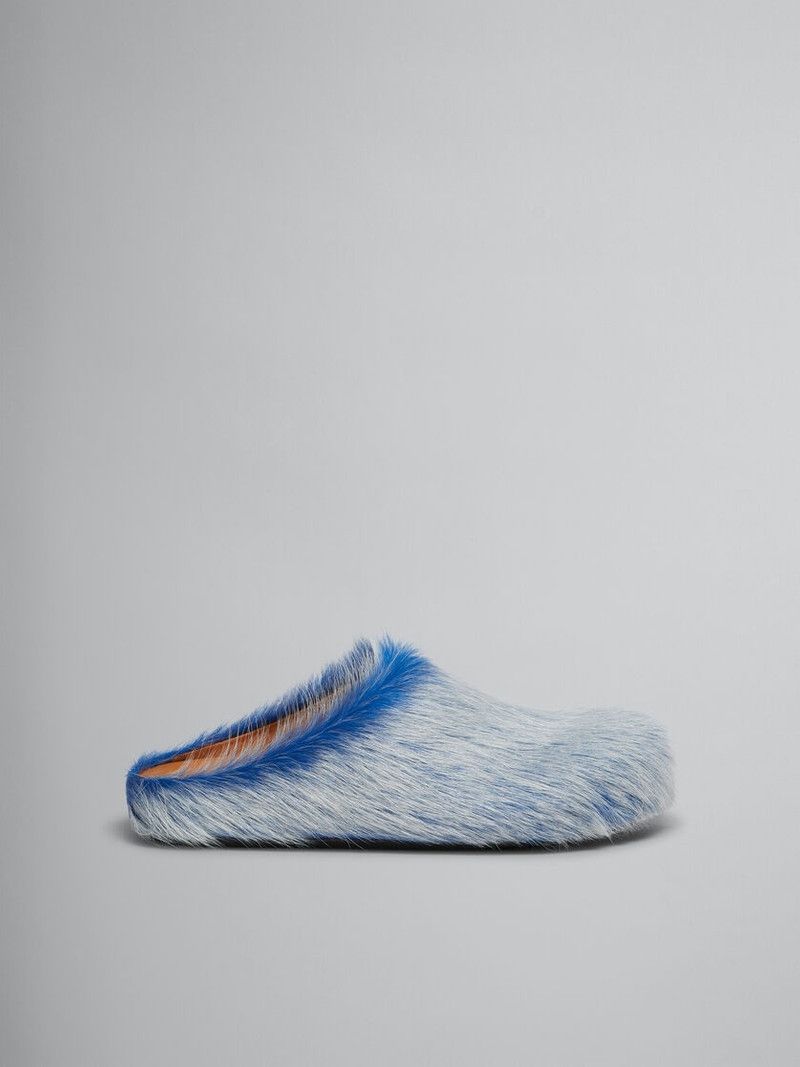 Marni o1f1d3z0526 Long-Haired Calfskin Fussbett Sabot Blue/Lilac Size US 10 / EU 43 - 1 Thumbnail