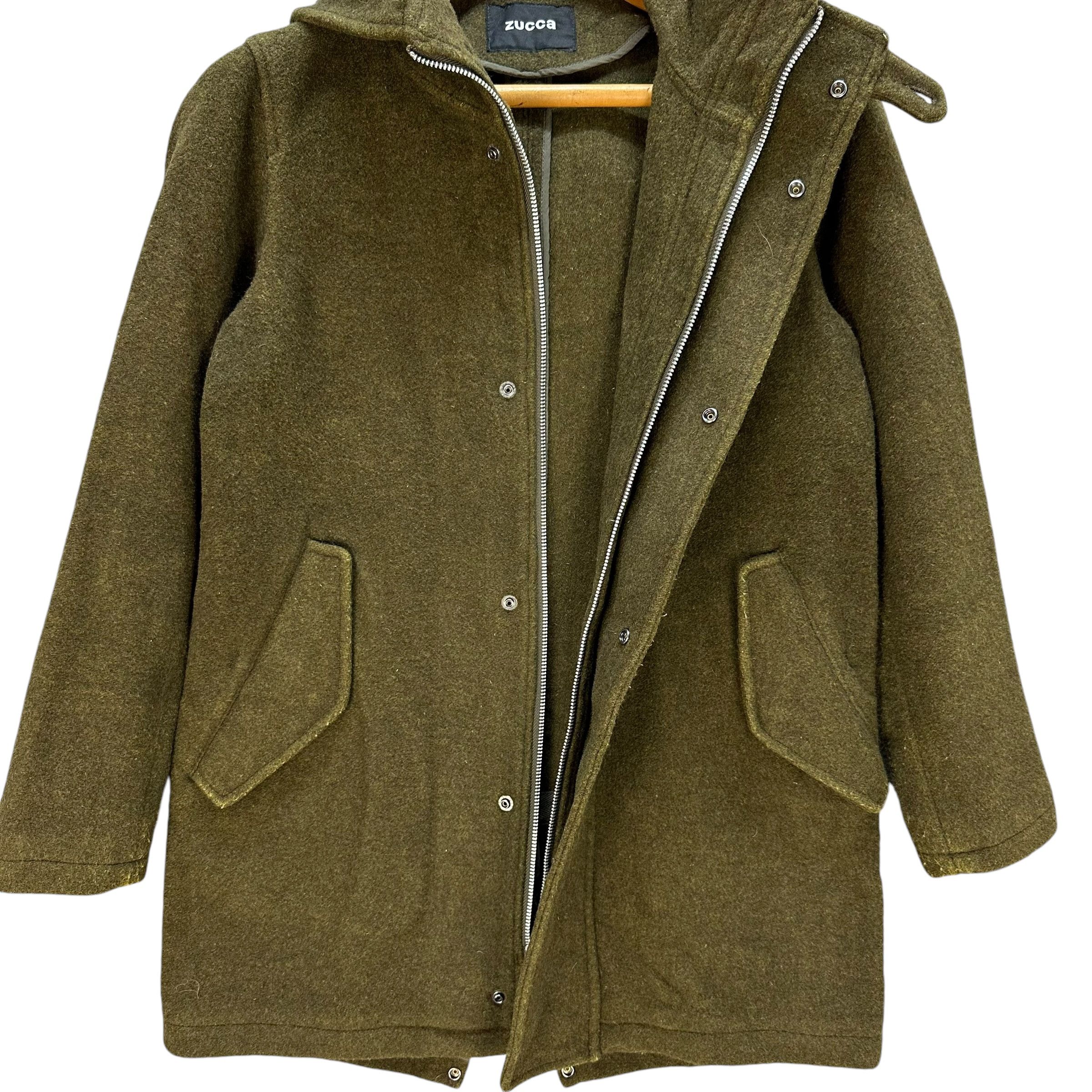Zucca ZUCCA Mosh Green Wool Hooded Coat Jacket #A61-1399 Size US S / EU 44-46 / 1 - 6 Thumbnail