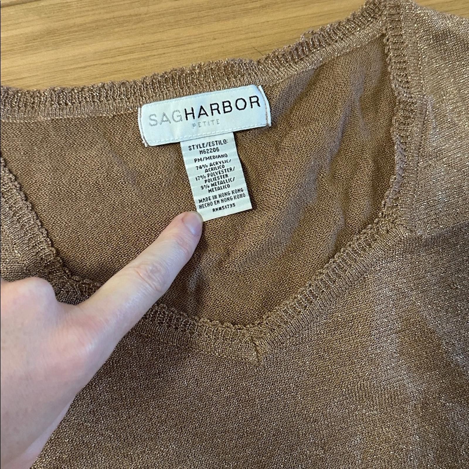Other Sag Harbor Shimmering Tan Knit Sweater Petite Medium copper Size M / US 6-8 / IT 42-44 - 3 Thumbnail