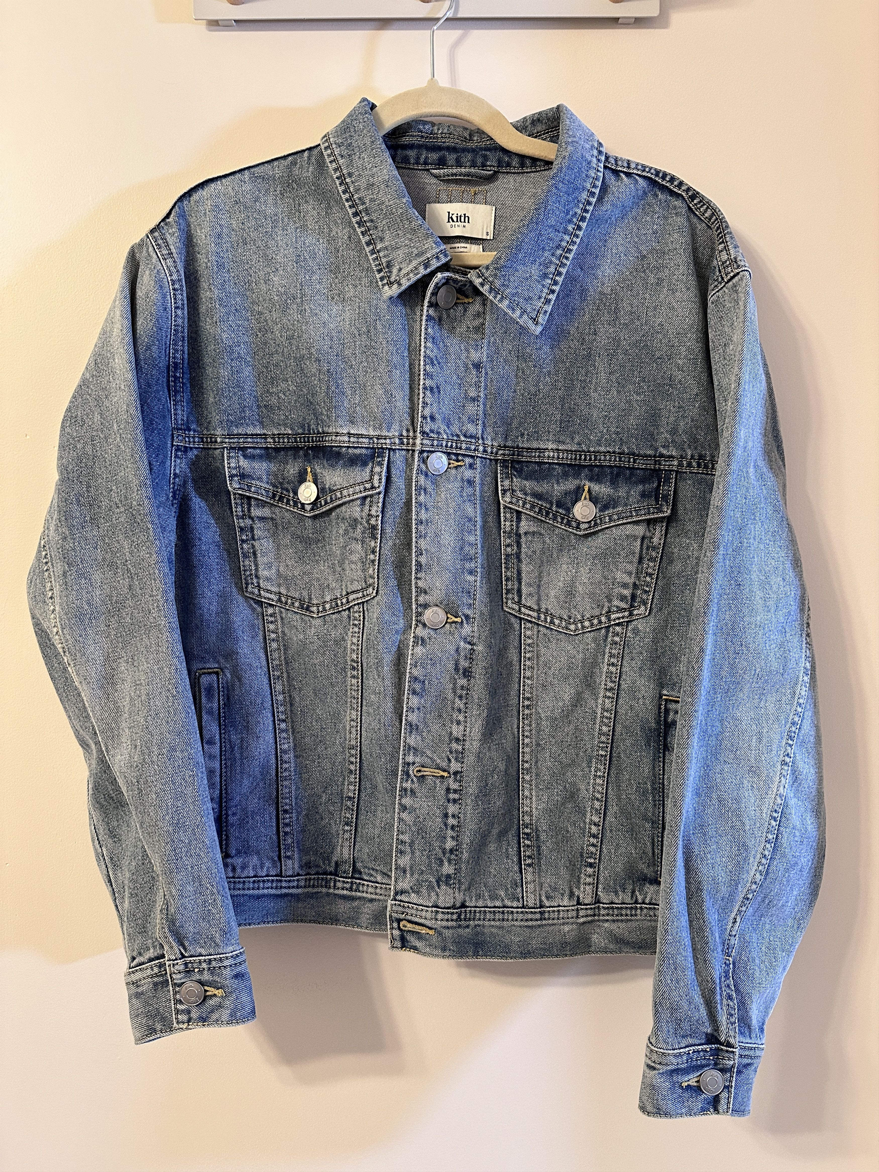 image of Kith Centre Denim Jacket in Light Indigo, Men's (Size Small)