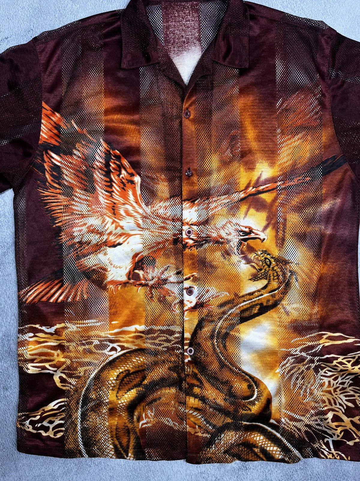 Other Vintage 90s mesh Japan dragon shirt Japanese XXL Size US XXL / EU 58 / 5 - 5 Thumbnail