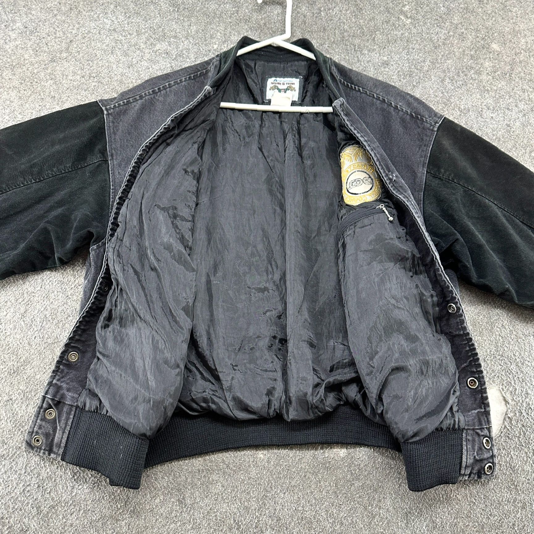Vintage VINTAGE Avon Teamsters Jacket Mens L Black Denim Varsity 90s USA Leather Suede Logo Zip Snap Size US L / EU 52-54 / 3 - 2 Thumbnail